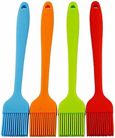 iCarenis Silicone BBQ Brush, Heat Resistant Basting Brush for Cooking, Baking Pastry and Grilling-Set of 4 (Large)