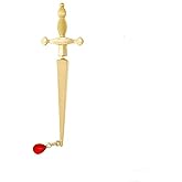 Jugielu Vintage Cross Ear Jacket Earrings Long Dagger Studs Earrings Gothic Gold Sword Earrings Punk Sword Drop Earrings Ruby Crystal Teardrop Dagger Earrings Jewelry for Women