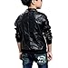 Elife Boy's Trendy Stand-Collar PU Leather Spring Moto Jacket Black