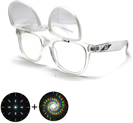 Flip Up Spiral Double Diffraction Glasses - Clear Frame