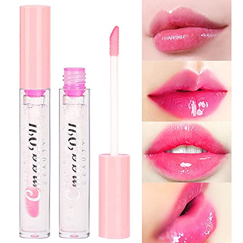 2 Pcs Color Changing Lip Gloss Lip Oil Tinted, Pink Magic Mood Lipstick