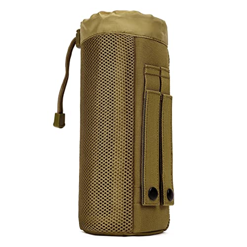 Huntvp Tactical Water Bottle Holder Case Military Water Bottle Pouch 900D Nylon Molle Kettle Bag Holder 750ml, Brown