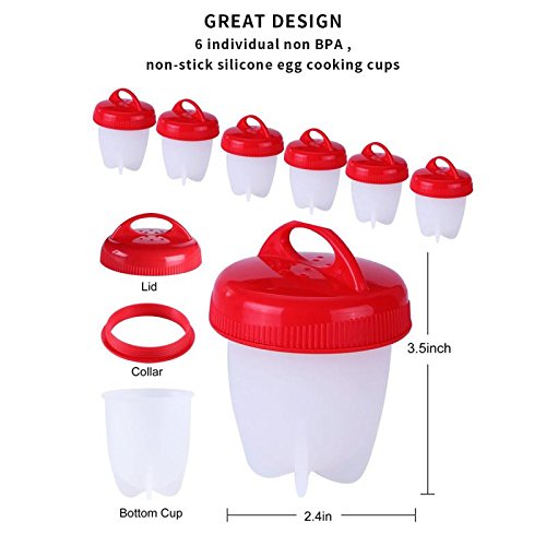 Egg Cooker Set Non-stick Silicone Egg Cups for Soft and Hard Boiled Eggs