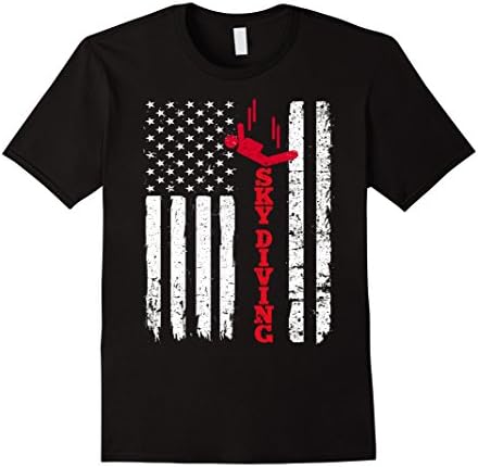 Mens Skydiving Shirt: USA American Flag Sport Dive T-Shirt XL Black