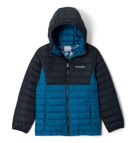 Columbia Youth Boys Powder Lite 2 Hooded Jacket, Hooded Puffer Jacket, Phoenix Blauw/Zwart, X-Small