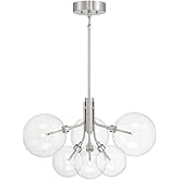 Savoy House M100135BN Meridian Contemporary Clear Glass Chandelier, LED 6-Light 12 Total Watts, 16" H x 27" W, Brushed Nickel