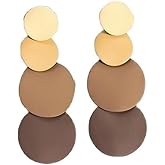 Round Acrylic Dangle Earrings Boho Lightweight Geometric Statement Resin Disk Drop Earrings Round Piece Tassel Stud Earrings for Women Summer Beach Jewelry