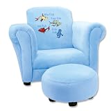 Dr Seuss Baby Shower Ideas Trend Lab Dr. Seuss One Fish Two Fish Velour Club Chair and Ottoman Set, Blue