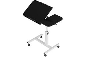 Adjustable Overbed Desk with Wheels – Height 23.6-37.4in – Tilting Desktop & Rolling Stand – Mobile Laptop Table for Home, Of