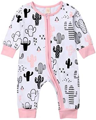 OKPEACE Cute Infant Baby Boys Girls Clothes Cactus Print Long Sleeve Romper Zipper Jumpsuit Outfit Pajama