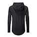 OLRIK Men's Swag Long Sleeve Shirts Fashion Hoodie With Zipper Trim Black L