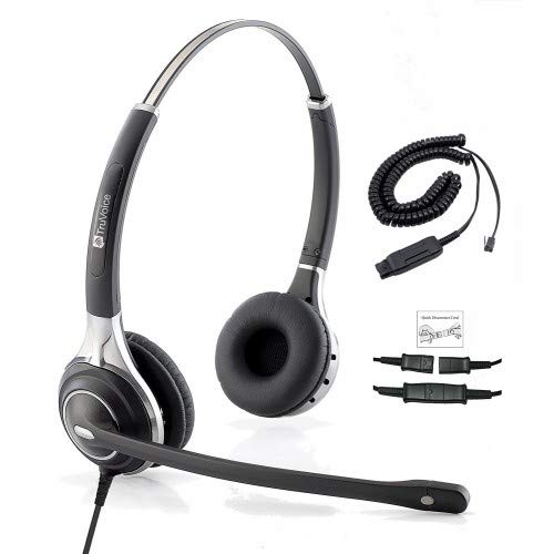 Premium Double Ear Ultra Noise Canceling Microphone Headset & HIS Cable for Avaya IP 1608, 1616, 9601, 9608, 9611, 9611G, 9620, 9621, 9630, 9631, 9640, 9641, 9650, 9670, J139, J169 and J179 Phones