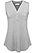 Office Tops for Women,Bepei Shirts with Pockets Sleeveless Tanks Loose Fit Gray L