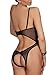 JuicyRose Women's One Piece Teddy Lingeire, Lace Sleepwear Nightie (Black, US XL/Tag 2XL)