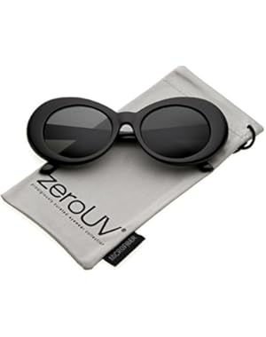 Bold Retro Oval Mod Thick Frame Sunglasses Clout Goggles with Round Lens 51mm (Black / Smoke)