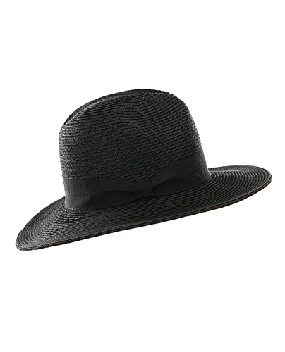 NYFASHION101 Lightweight Solid Color Panama Fedora Sun Hat, Black