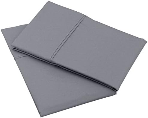 VICTORIA BEDDING Set of 2 Pillowcases, 80x40 cm, Dark Grey Solid 100% Cotton (House Wife Pair Pillow Case)