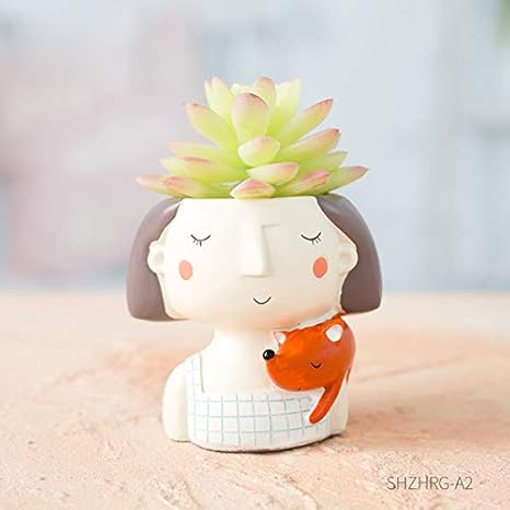 Amazon Co Jp ホームデコレーションプランターポットかわいい女の子 の植木鉢プランターデスクトップ花瓶ホームオフィスアクセサリー盆栽ポット 02 フランス ホーム キッチン