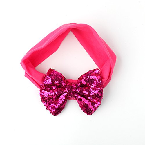 Slowera Baby Girls 2PCS Sets Cotton Tulle Sequins Diaper Cover Bloomers and Headband (Hot Pink, L: 12-24 Months) - Thumbnail 3