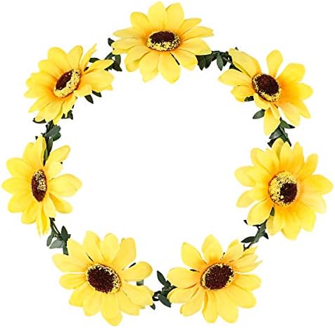 Frcolor 花冠 ヘッドドレス ひまわり 花かんむり 花嫁 髪飾り 写真撮影 ヘアアクセサリー 結婚式 ヘア花輪 おしゃれ お花の冠 ブライダル 発表会