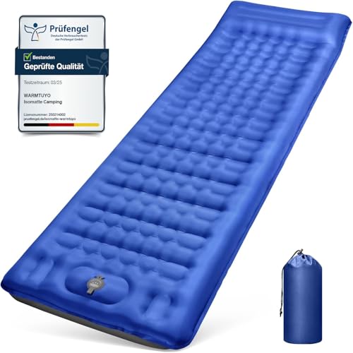 Isomatte Camping, 12CM Verdicktes Aufblasbare Matratze Kleines Packmaß, Wasserdicht Luftmatratze Outdoor mit Fußpressepumpe und Kissen, Anti-Ripstop Schlafmatte