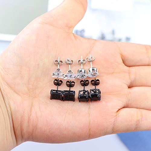 JOERICA Pairs Stainless Steel Stud Earrings for Men Women CZ