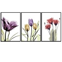 Framed Canvas Wall Art X-Ray Flowers Canvas Prints Home Artwork Decoration for Living Room,Bedroom - 16