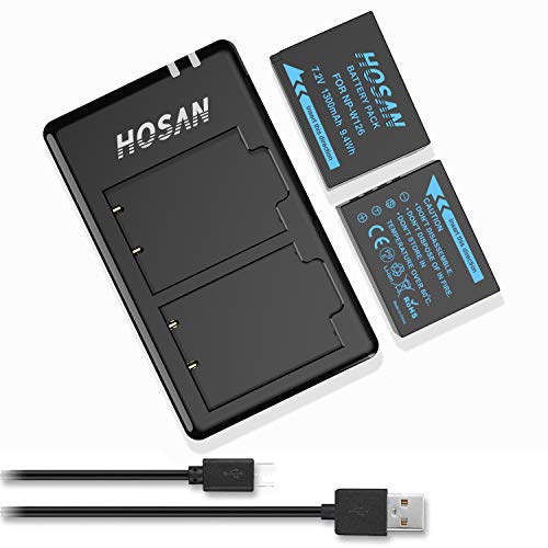 HOSAN NP-W126 NP-W126S Batterie de Rechange 1300mAh Lot de 2 avec Compatible pour Fujifilm NP-W126 NP-W126S Fujifilm X100F X-Pro1 X-Pro2 X-T1 X-T2 X-T3 X-T10 X-T20 X-T30 X-T100