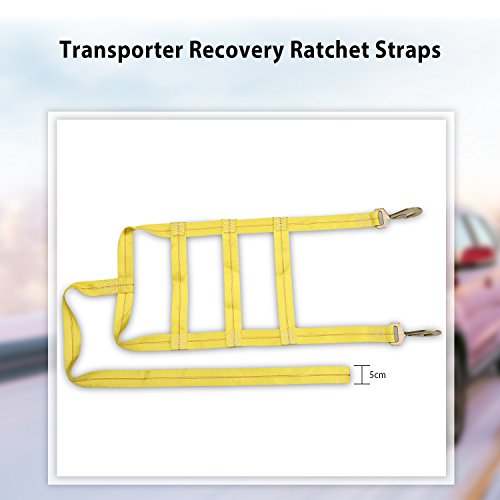 Jaketen Tow Dolly Straps - Car Dolly Straps with Flat Hook (2200 lbs Working Capacity) - 2 Pack Essential Vehicle Adjustable Tow Dolly Basket Strap Fits Most 14-17" Tires (Yellow)
