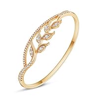 DHMK Gold Bangle Bracelet for Women, Hinged Bangle Bracelet Cubic Zirconia Fashion Ladies
