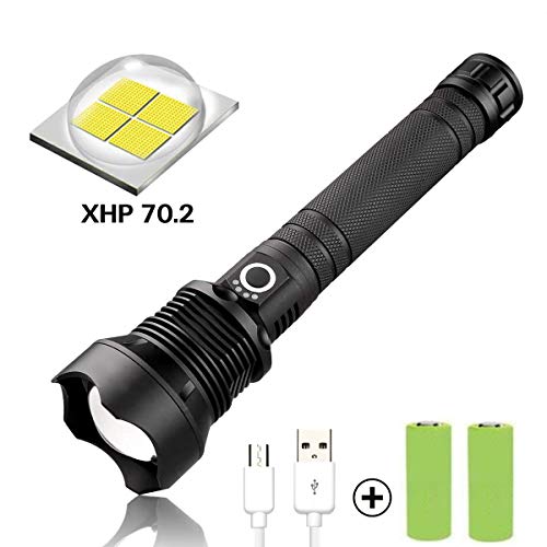 Pegmapri LED Flashlight Xhp70 90000 Lumens 3 Lighting modes USB flashlight Powerful Illumination High beam Hunting light