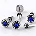 Top Plaza 2 Pairs Crystal Stainless Steel Ear Stud Earring Spike Men's Punk Cool Gothic (#1 Royal Blue)