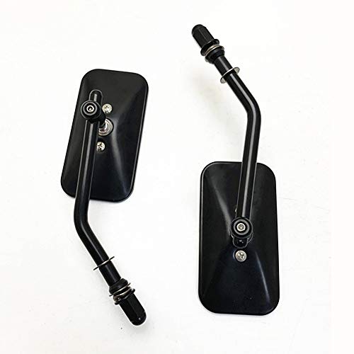 E-Bro Classic Black Motorcycle Mirrors 8mm/10mm Thread Rear View Mirror For Harley XL 883 1200 Iron 883 Road King (Rectangle)