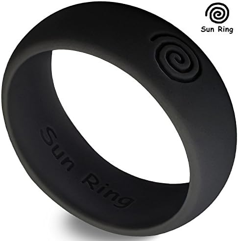 Sun Ring Silicone Wedding Ring For Men, Size 8, Black