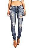 Machine Women's Juniors Low Rise Distressed Skinny Jeans (9, Faded Denim)