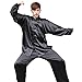 Itopfox Unisex Silk Kung Fu Tai Chi Uniform Breathable Morning Exercise Black XL