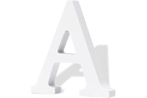 WOLWEFA 3 Inch White Wood Letters, Unfinished Wood Letters for Wall Decor, Wood Letters for Crafts, Decorative Standing Letters Slices Sign Board Decoration for Craft Home Party Projects - A