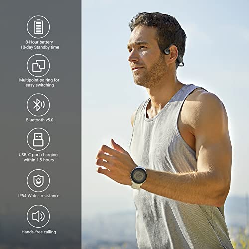 Sayrelances Bone Conduction Headphones, OpenEar Bluetooth Sport Headphones, Builtin Mic