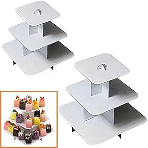 2 Sets 3-Tier White Square (12