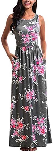 Brezeh Pregnant Dress,Womens Sleeveless Maternity Maxi Dress Ruched Floral Printed Nursing Dress Party Cocktail Dress Casual Beach Long Dress Sundress