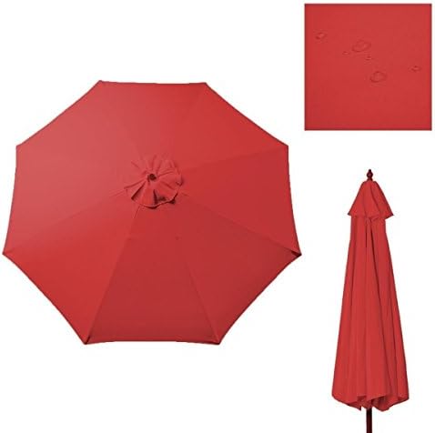 9Ft Patio Umbrella Cover Canopy Replacement Top Outdoor Tan Red for 8 Ribs Red