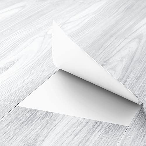 FunStick 6x36" 10 Tiles Natural Wood Peel and Stick Floor Tile White