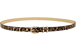 Leopard Print Belt Thin Skinny Western Cowgirl Belt for Dress Jeans Vintage Animal Leopard Belts for Girls Women Y2k Fashion 