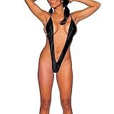 YiZYiF Teeny Weeny Sling Shot Micro Bikini Halter Thong One-Piece Teddy
