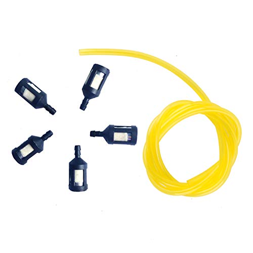 Poweka 5 Packs ZF-1 Fuel Filter With 5 Feet 6617 Fuel Line Hose For Zama Sears Craftsman Poulan Weedeater Chain Saw String Trimmer Blower