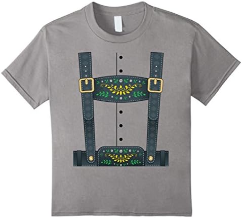 Kids Lederhosen Oktoberfest T-Shirt or Halloween Costume 6 Slate