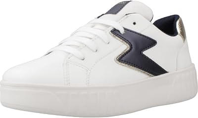 J MIKIROSHI Girl Sneaker, White/Navy, 33 EU, Blanco Azul Marino, 33 EU