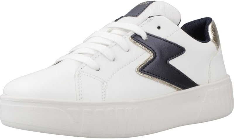J MIKIROSHI Girl Sneaker, Branco/Azul-marinho, 33 EU, Azul-marinho, 33 EU