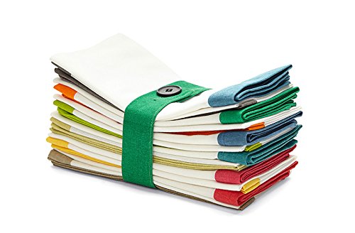 Set of 12 Border Napkins Assort Colors 100% Cotton 18 x 18"