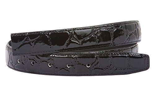 ONE SIZE FITS ALL FEATHER EDGED CROCO PATENT NON LEATHER BELT STRAP